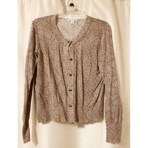 Banana Republic tan polka dot knit button cardigan